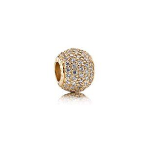NIB PANDORA 14K Gold Pavé Ball Charm CZ #750819CZ